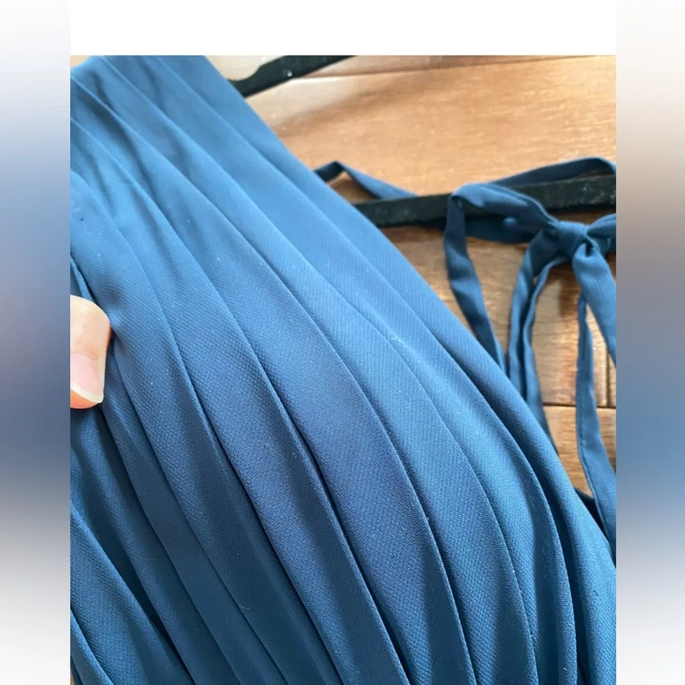 JJ’s House A-Line V-neck Floor-Length Chiffon Bridesmaid Dress Dark navy blue - Picture 7 of 13